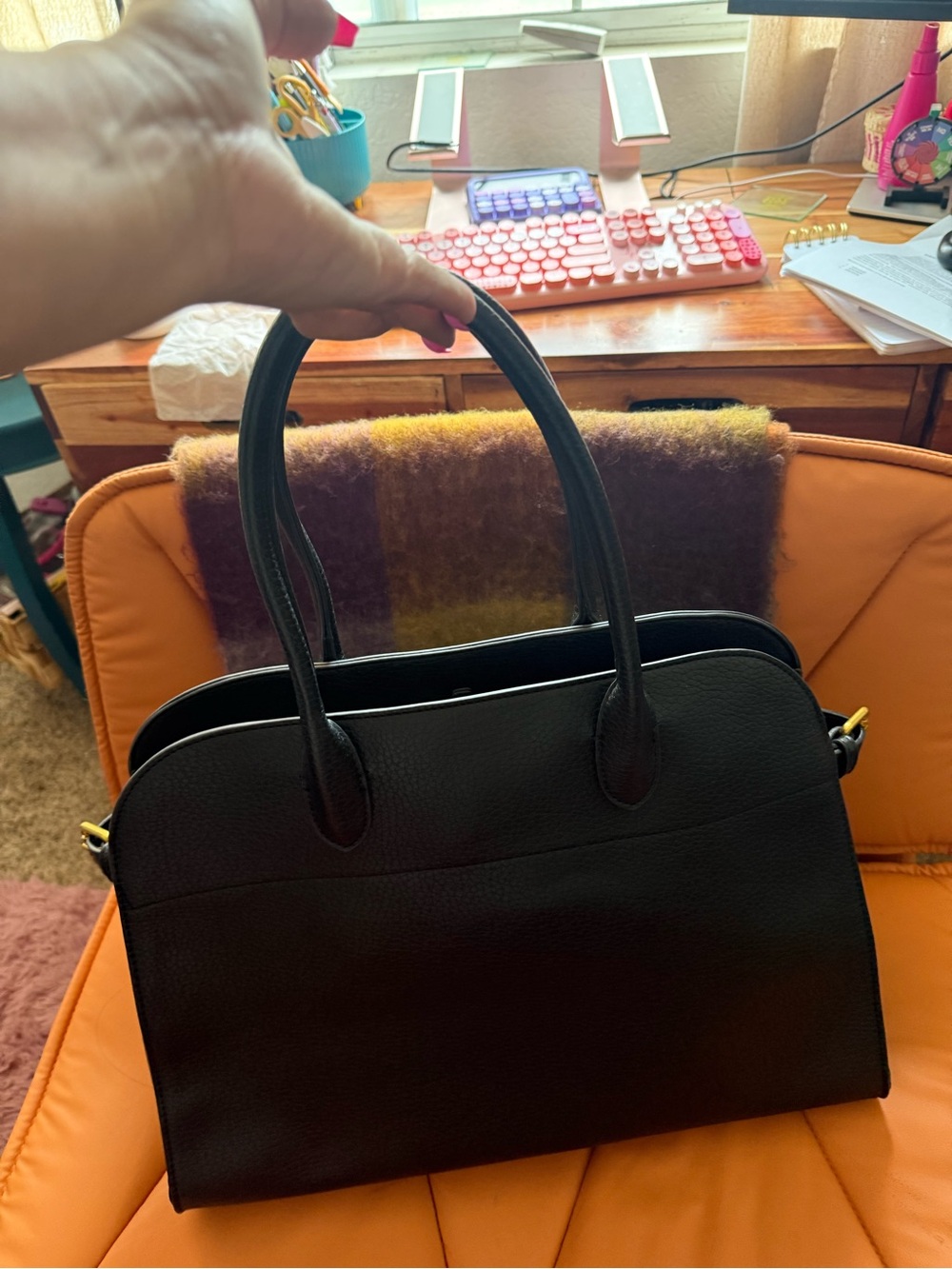 Mystique Boutique Black Tote with Gold Accents